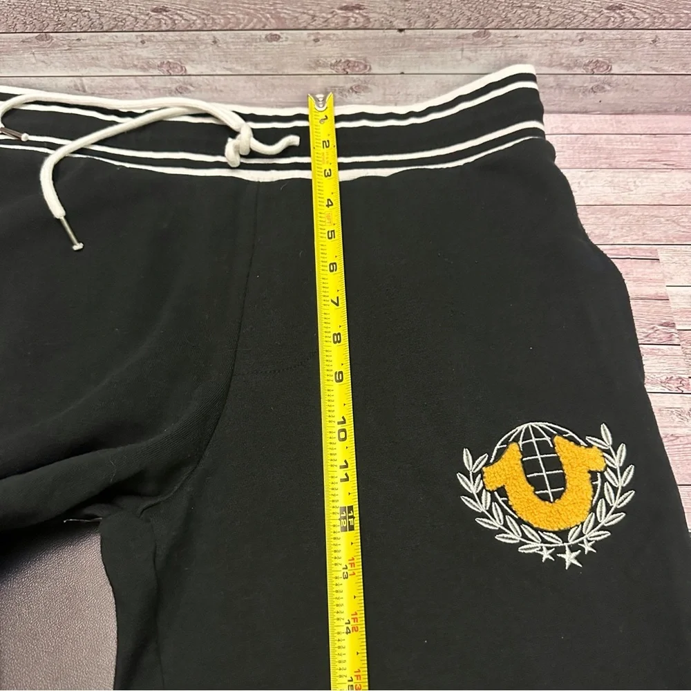 True Religion Mens Black Joggers with Yellow Embroidery SP